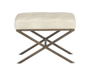 Sunpan Wisconsin Stool - Elegant Mid-Century Design with Antique Brass Base and Double-Stitched Seat Style Bravo Cream