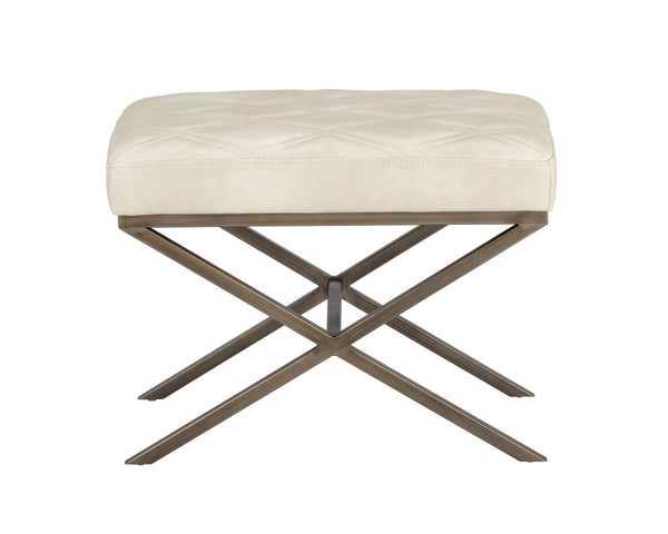 Sunpan Wisconsin Stool - Elegant Mid-Century Design with Antique Brass Base and Double-Stitched Seat Style Bravo Cream