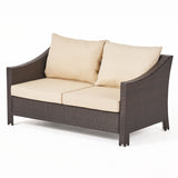 Christopher Knight Home® - Noble House - Antibes Outdoor Wicker Loveseat and Coffee Table with Cushions