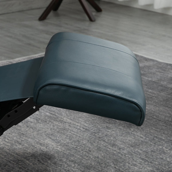 English Elm HOMCOM Blue Faux Leather Manual Recliner Chair with Swivel Wood Base, 145° Recline & Footrest Comfort W2225P173865