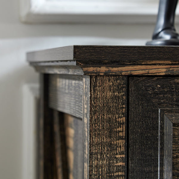 English Elm Farmhouse Tall Five Drawer Chest Rustic Oak Barn Door Style Organizer for Bedroom W2393P197410