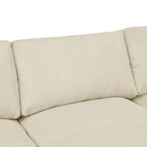 English Elm Large Corduroy Modular Sectional Sofa with Two Ottomans for Family Room Comfort Beige B2748S00041