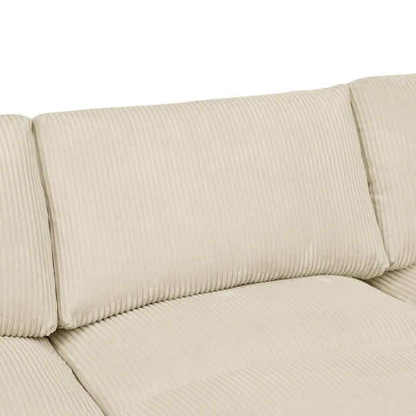 English Elm Large Corduroy Modular Sectional Sofa with Two Ottomans for Family Room Comfort Beige B2748S00041
