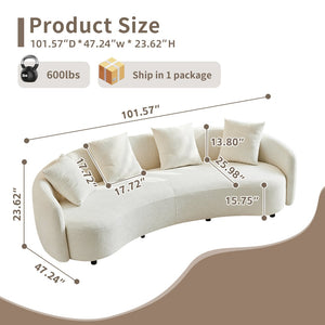 English Elm 101" Half Moon Curved Bouclé Sofa Plush Cloud Seating for Modern Living Rooms W1765P389188