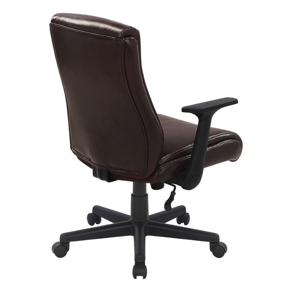 OSP Home Furnishings Mid Back Faux Leather Manager Chair with Lumbar Support and Pneumatic Height Adjust Chocolate FL91201-U2