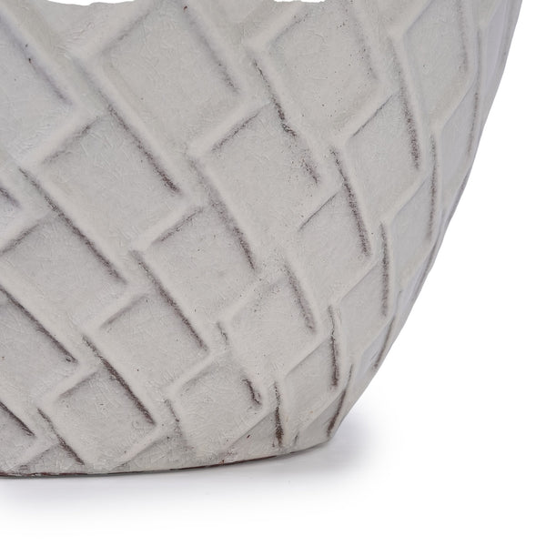 English Elm Ceramic Handcrafted White Planter - Elegant Modern Flowerpot For Indoor & Outdoor Spaces, 21.46Cm W3273P326366