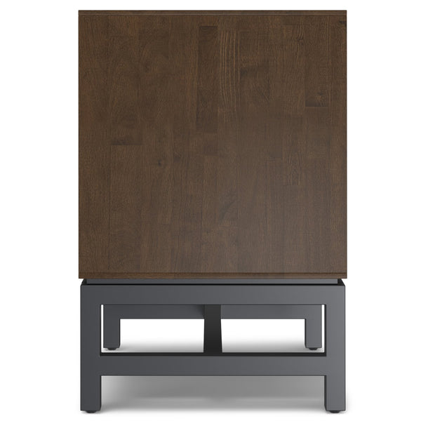 English Elm Banting Solid Rubberwood Nightstand in Walnut Brown with Drawer, Open Shelf & Graphite Base Finish B136P364302