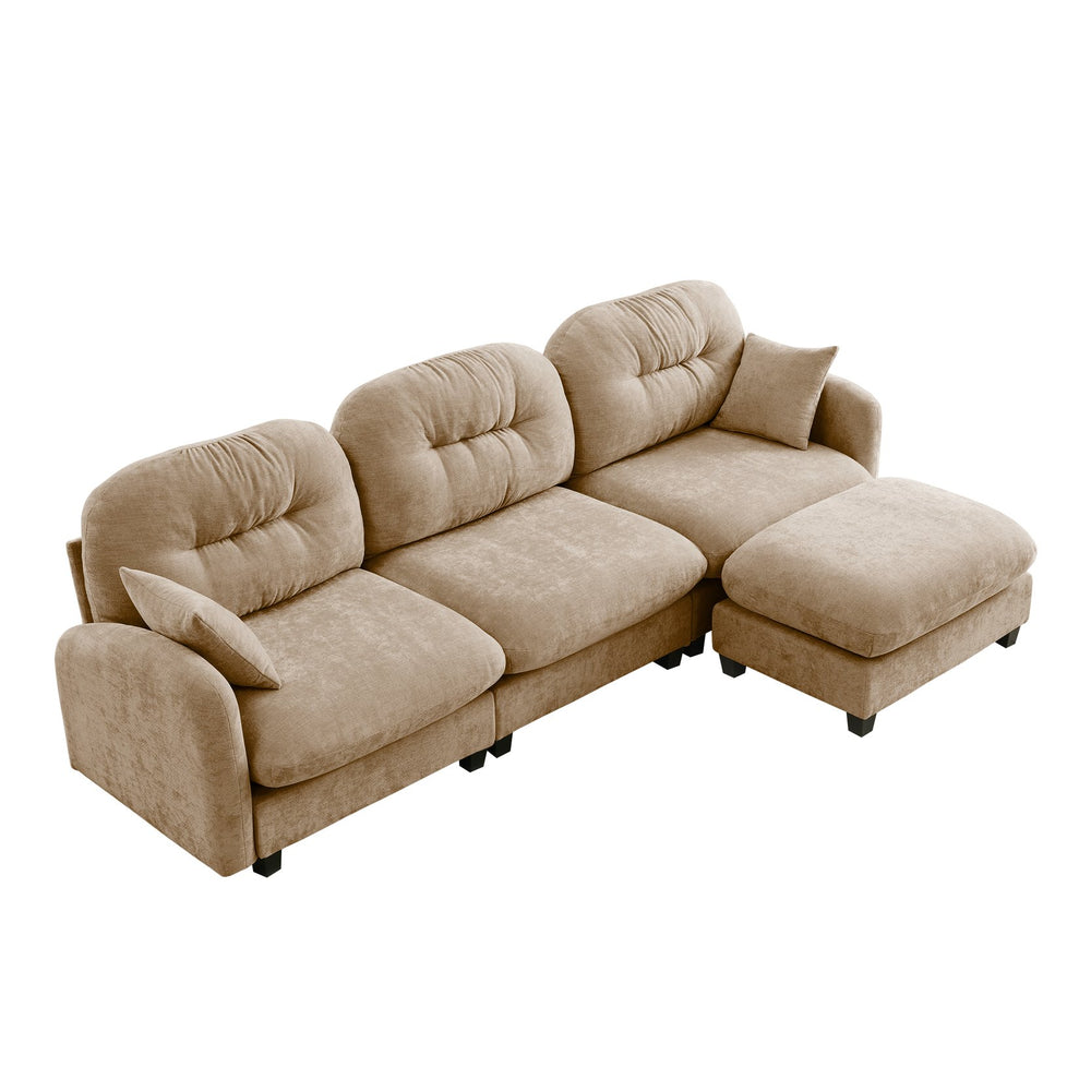 English Elm Modular L-Shaped Sectional Sofa With Movable Ottoman, Premium Chenille, Ergonomic Comfort Design W714S01378
