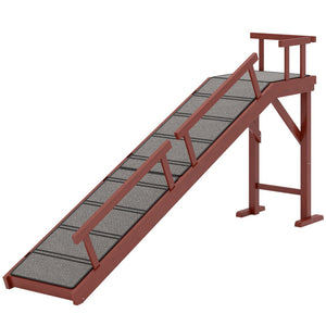 English Elm 70.5" Pine Wood Dog Ramp with Carpet Grip Strips for Senior Pets and High Furniture T3971P415086