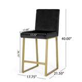 Christopher Knight Home® - Noble House - Toucanet Modern Velvet Barstools, Black and Brass - Set of 2