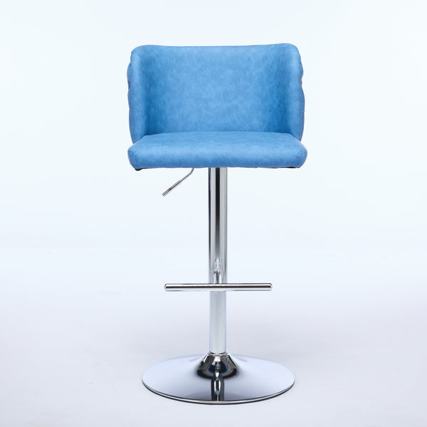 English Elm A&A Modern Swivel Barstools With Adjustable Height & Chrome Base - Stylish Blue Pu Upholstery, Set Of 2 W1143P193494