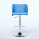 Blue Swivel Barstools, Adjustable Height, Chrome Base, Modern PU Upholstery, Tufted Back, Set of 2 for Home Pub/Kitchen