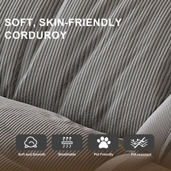 English Elm Upholstered Corduroy Floor Lounger Foldable Sofa Bed with 5 Reclining Positions Grey W2699P410738