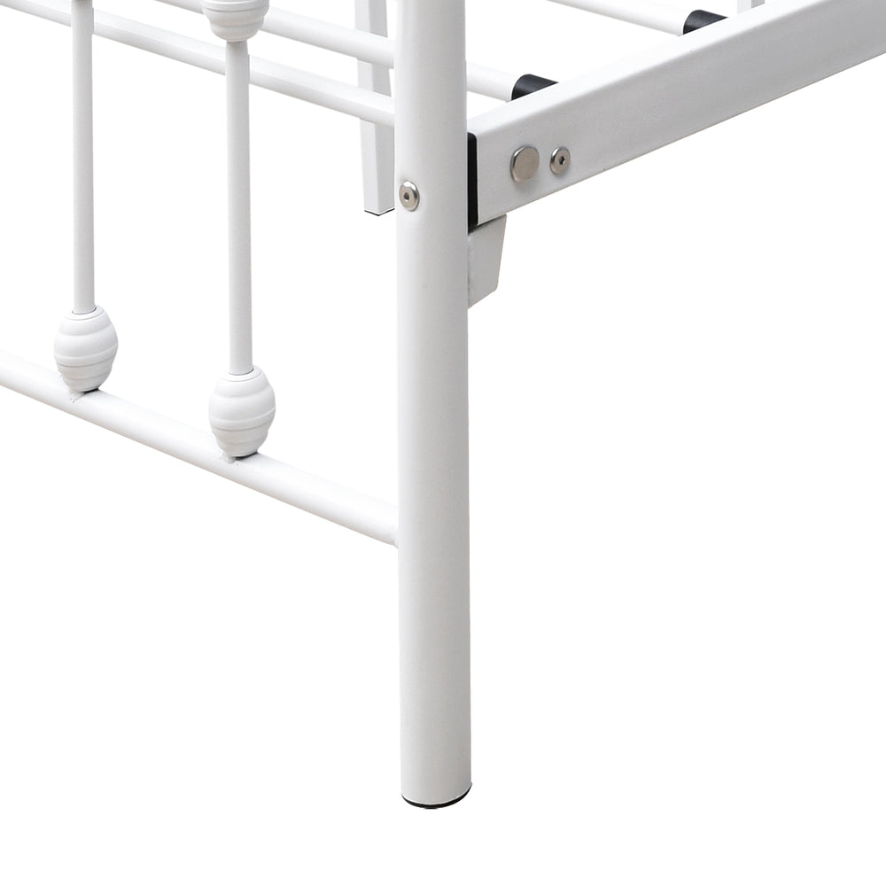 English Elm Metal Platform Bed Frame Queen White - Victorian Headboard, 450lb Support, No Box Spring, Storage W840P296694