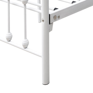 English Elm Metal Platform Bed Frame Queen White - Victorian Headboard, 450lb Support, No Box Spring, Storage W840P296694