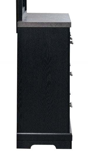 English Elm Grande Six Drawer Dresser Black Laminate Faux Granite Top with Chrome Hardware B078P497910