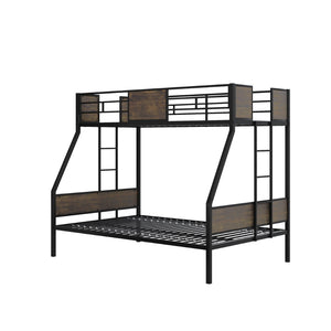 English Elm Twin Over Full Bunk Bed Frame – Sturdy Metal Design With Safety Guardrails, Trundle & Easy Assembly W3107P341507-GIGA
