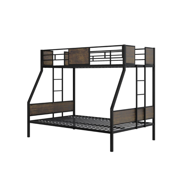 English Elm Twin Over Full Bunk Bed Frame – Sturdy Metal Design With Safety Guardrails, Trundle & Easy Assembly W3107P341507-GIGA