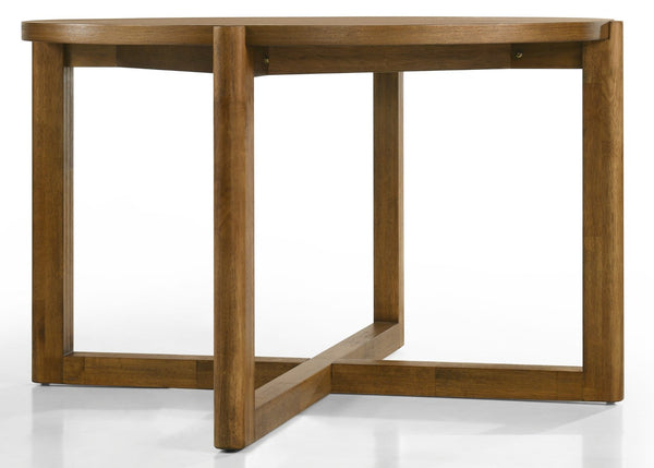 English Elm Andreo 47 Inch Round Walnut Wood Dining Table with Cross Sled Base Seats Four B2749P474511