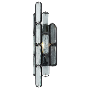 Centurion Recycled Glass Wall Sconce – Elegant Satin Black Wrought Iron Fixture for Contemporary Spaces