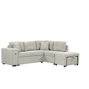 English Elm Sku Convertible Sleeper Sofa with Storage Drawer Ottoman Usb Ports Studio Ready N719P185588E