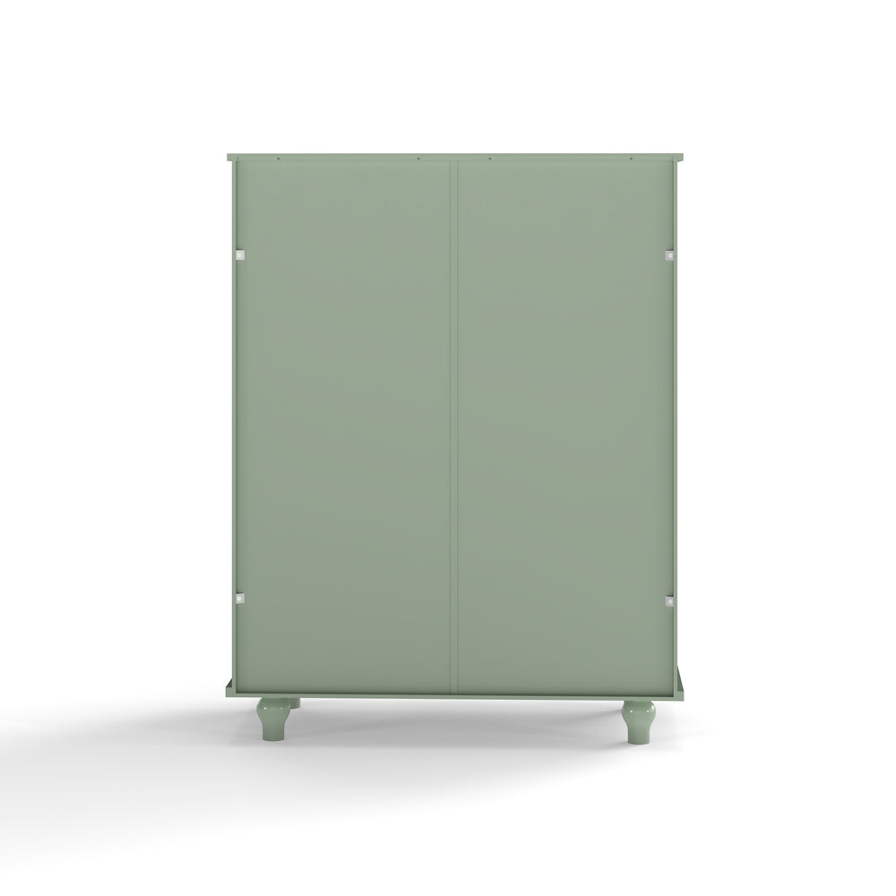 English Elm Minimalism Mint Green Buffet Cabinet with Tempered Glass Doors, Solid Wood Legs, Adjustable Shelves & Drawer (Classic Vintage) W2557P262926