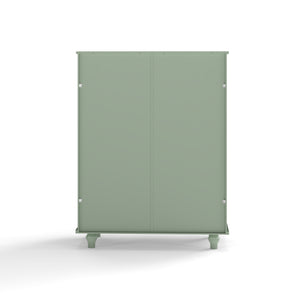 English Elm Minimalism Mint Green Buffet Cabinet with Tempered Glass Doors, Solid Wood Legs, Adjustable Shelves & Drawer (Classic Vintage) W2557P262926