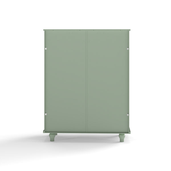 English Elm Minimalism Mint Green Buffet Cabinet with Tempered Glass Doors, Solid Wood Legs, Adjustable Shelves & Drawer (Classic Vintage) W2557P262926
