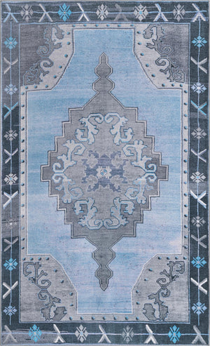 Unique Loom Timeless Thomas Machine Made Medallion Rug Blue Gray, Navy Blue 5' 1" x 8' 0"