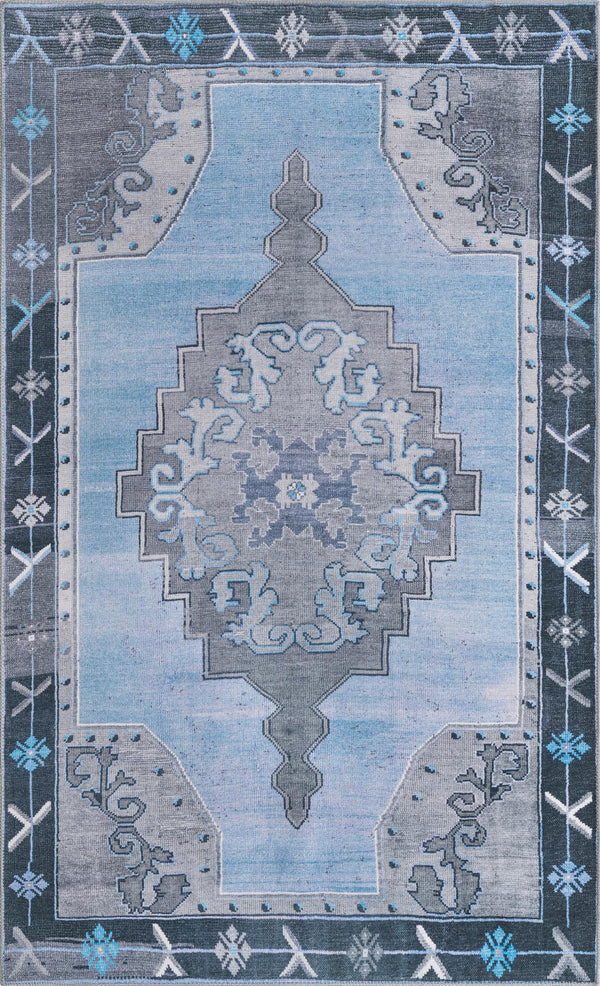 Unique Loom Timeless Thomas Machine Made Medallion Rug Blue Gray, Navy Blue 5' 1" x 8' 0"