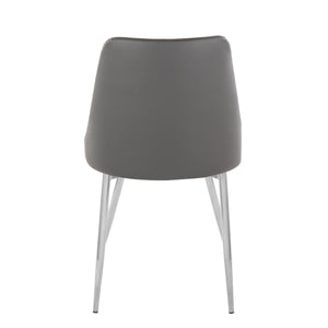 English Elm Marche Modern Accent Dining Chair Set Of 2 - Grey Faux Leather With Chrome Metal Legs For Style & Comfort B202S01260