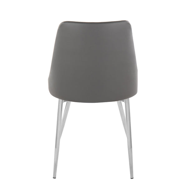 English Elm Marche Modern Accent Dining Chair Set Of 2 - Grey Faux Leather With Chrome Metal Legs For Style & Comfort B202S01260