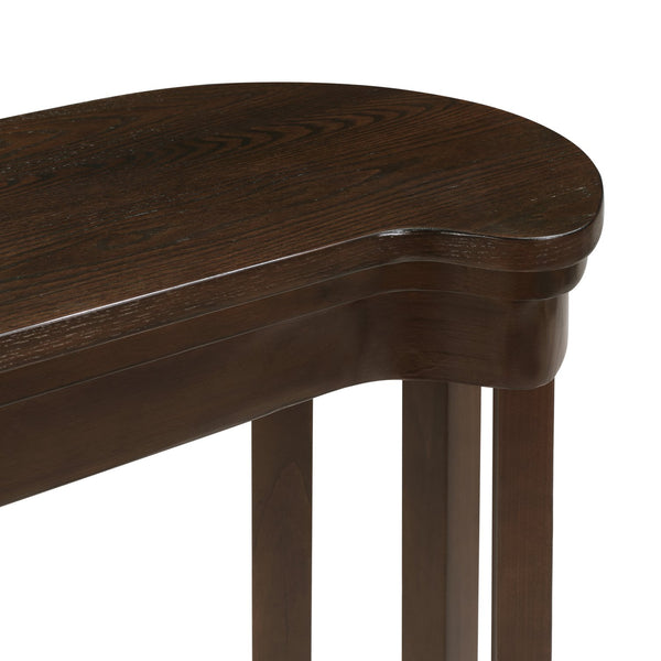 English Elm 4 Piece Bar Table Set with 3 Padded PU Stools, Solid Pine Legs, Oak Veneer Top, Rustic Rivet Accents Espresso W1202P289361