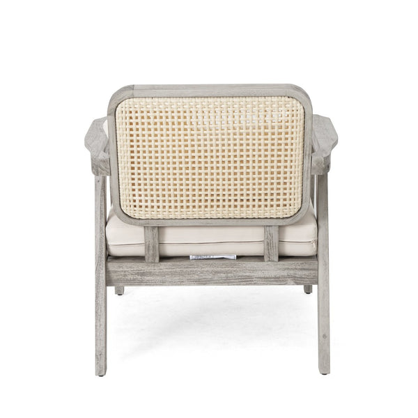 English Elm Outdoor Acacia Wood Club Chair Deep Seating Woven Back Patio Lounge Resort Style N780P171149G