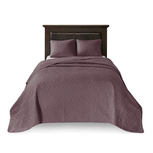 English Elm Reversible Madison Park Quebec Quilt Set King/Cal King - Cottage-Style Textured Stitching, Antimicrobial Freshness Purple 17.72 L x 15.35 W x 7.87 H B03597546