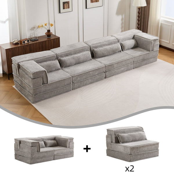 English Elm Compression Boneless Modular Sofa Bed - Versatile, Plush 4-Seater With Pillows, No Assembly Needed! W3723S00032