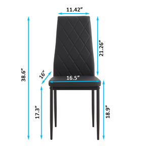 English Elm 5-piece Black Glass Dining Set with 4 Diamond PU Chairs — Durable Metal Frame, Easy-Clean Modern Style W241S00001