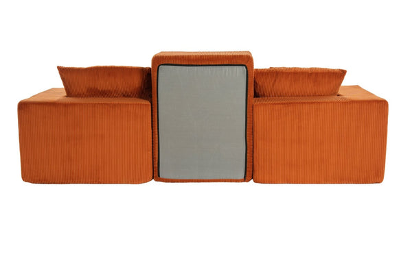 English Elm 101" Modular Cloud Sectional Corduroy Upholstered Sofa Reversible Chaise Living Room Orange W1170S00054