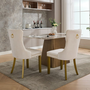 English Elm A&a Velvet Tufted Dining Chairs with Nailhead Trim Solid Wood Tapered Legs Set of 2 W1143P179487