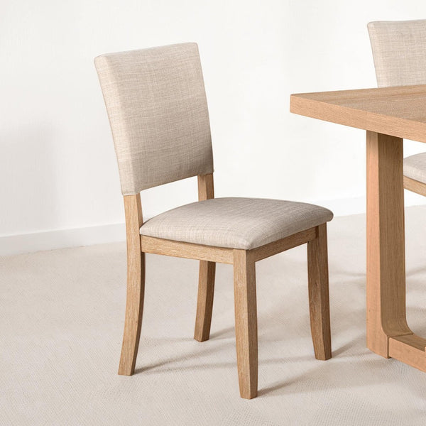 English Elm Transitional Trestle Base Dining Set with Upholstered Chairs for Modern Farmhouse Rooms Natural B2741S00785