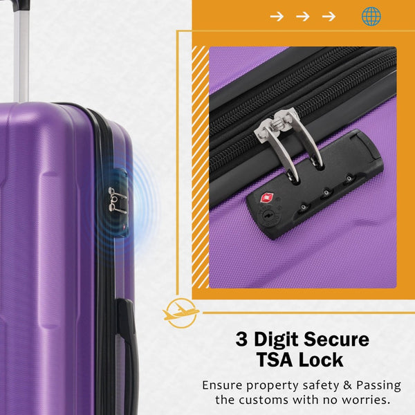 English Elm 2 Piece Abs Hard Shell Spinner Luggage Set with Tsa Lock Expandable Travel Suitcases Purple N732P198744I