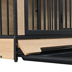 English Elm Dog Crate Furniture Xl Double Compartment Mdf Wood Console for Two Large Breeds W420P207590