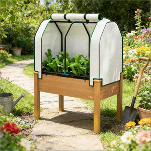 English Elm Raised Metal Garden Bed with Tall Diamond Trellis Powder Coated Outdoor Privacy Planter Sand T3971P459738