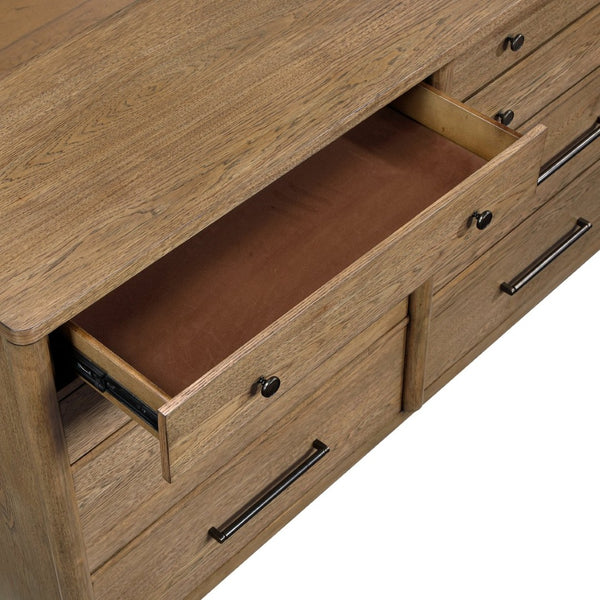 English Elm Modern Hickory Veneer Eight Drawer Dresser with Cedar Lined Deep Storage for Bedroom B011P425800