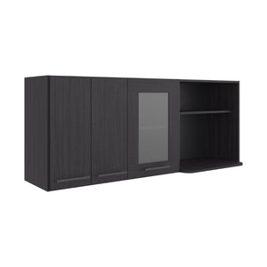 English Elm Hasselt Wall Mounted Kitchen Cabinet with Microwave Shelf Dish Rack and Pantry Storage B070S00414