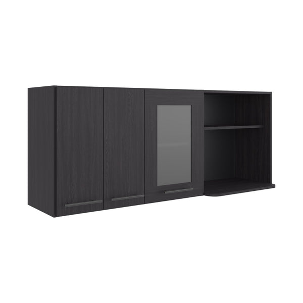 English Elm Hasselt Wall Mounted Kitchen Cabinet with Microwave Shelf Dish Rack and Pantry Storage B070S00414