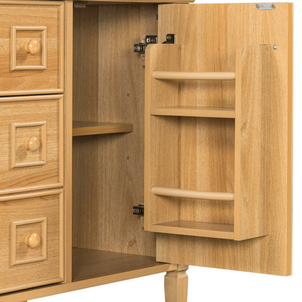 English Elm 24" Solid Pine Bathroom Vanity Cabinet with Ceramic Sink Soft Close Drawers N725P375500N