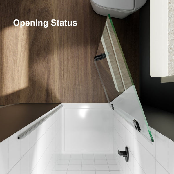 English Elm 28" Frameless Pivot Shower Door Tempered Glass Matte Black Hinged Spa Bath W637P348845