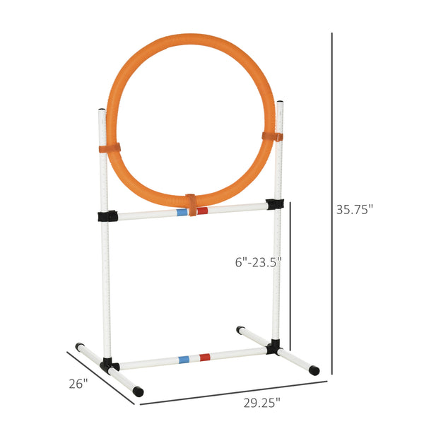 English Elm PawHut 2-in-1 Dog Agility Jumper Tire or Hurdle Bar with Carry Bag, Durable Plastic, Portable Training W2225P249934