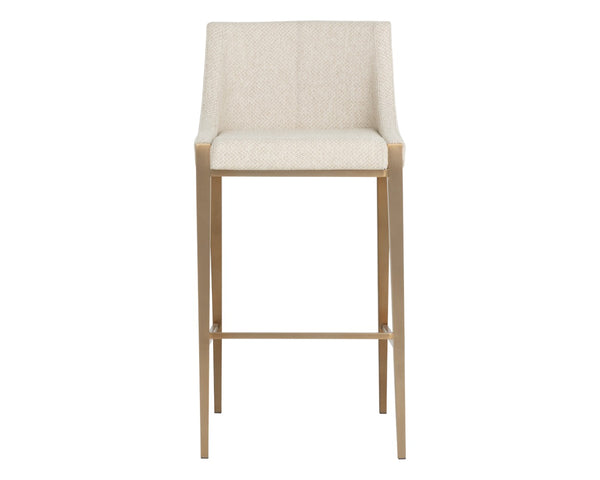 Sunpan DIONNE Barstool - Modern Design with Antique Brass Legs for Stylish Dining and Bar Areas Oatmeal 112415